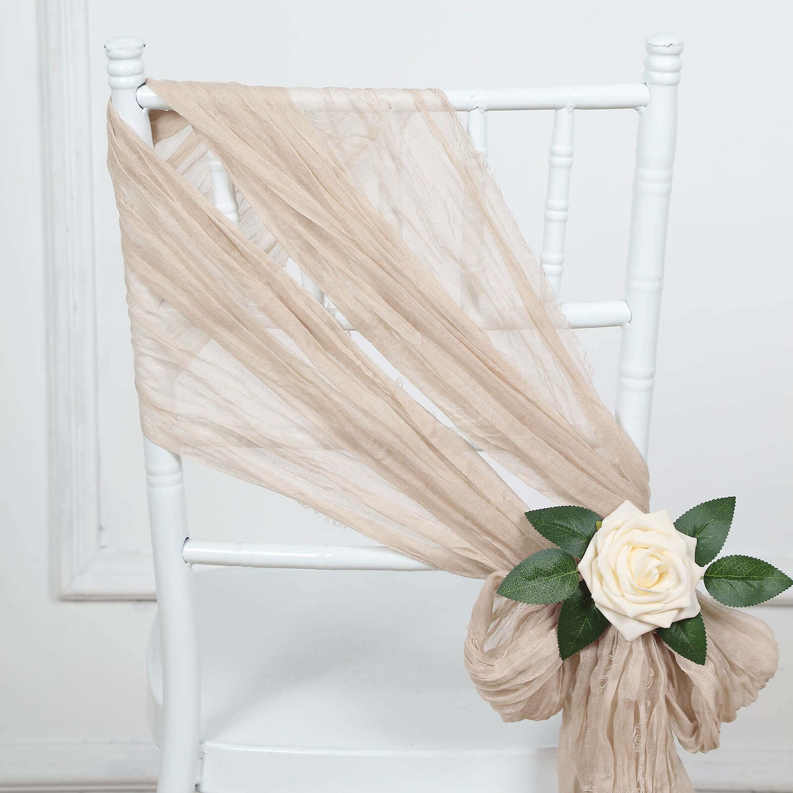 5 Pack Cheesecloth Gauze 16"x88" Chair Sashes Nude Beige - Boho Chair Decorations