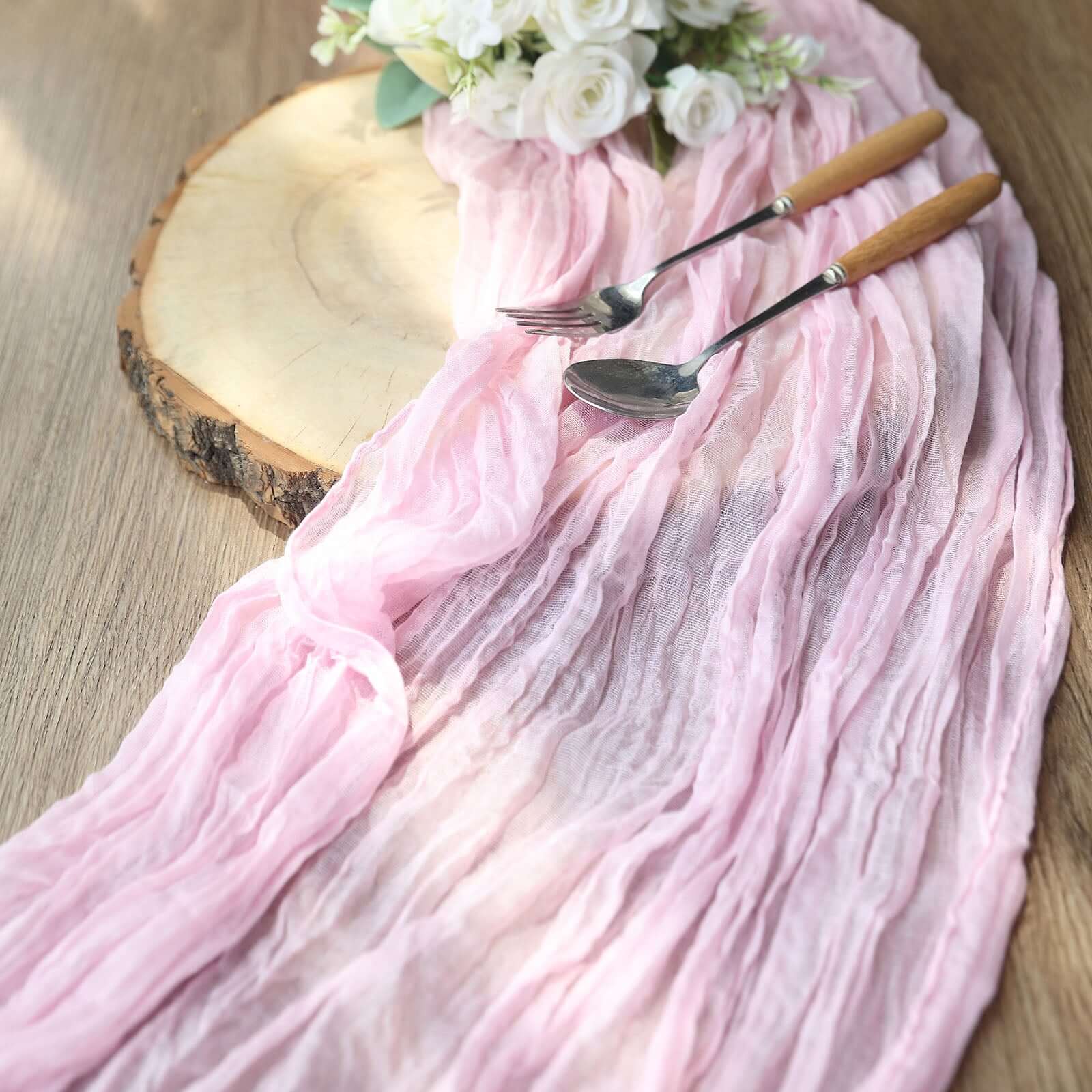 Gauze Cheesecloth 10ft Table Runner Pink - Rustic Boho Style