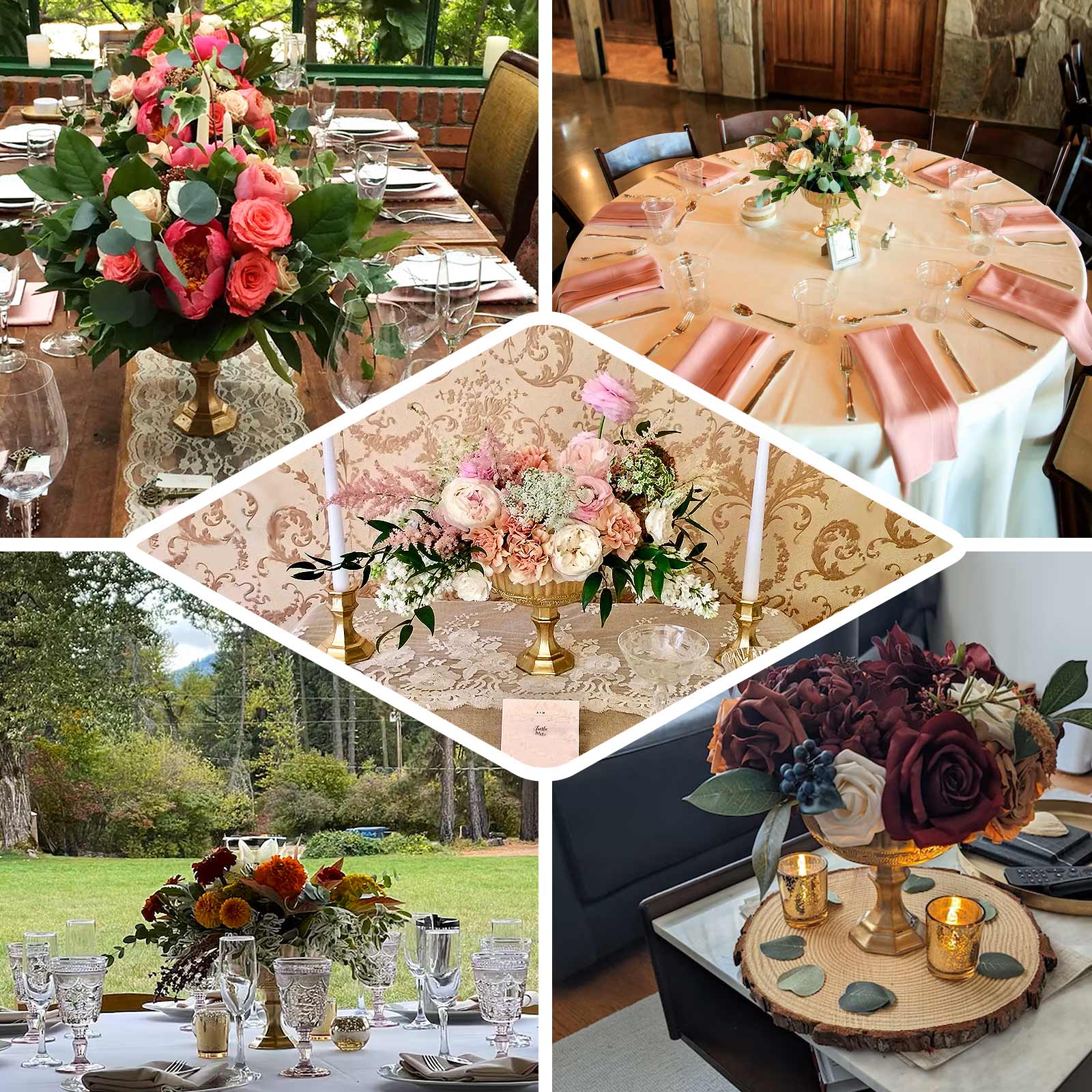 Glass Compote Floral Bowl Pedestal Vase Roman Style Gold - Antique Flower Vase for Sophisticated Event Décor 7"