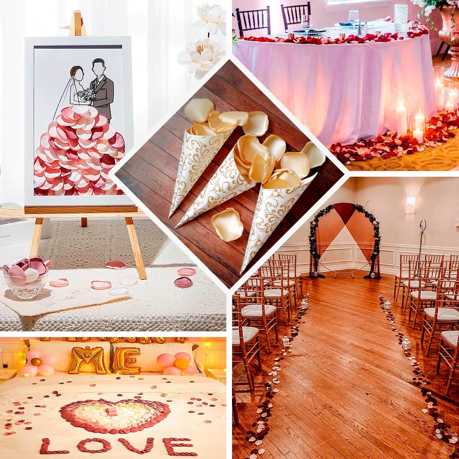 400-Pack Rose Petals Life-Like Flower Confetti Dusty Rose Matte Silk Round - Perfect for Event Tables 2"