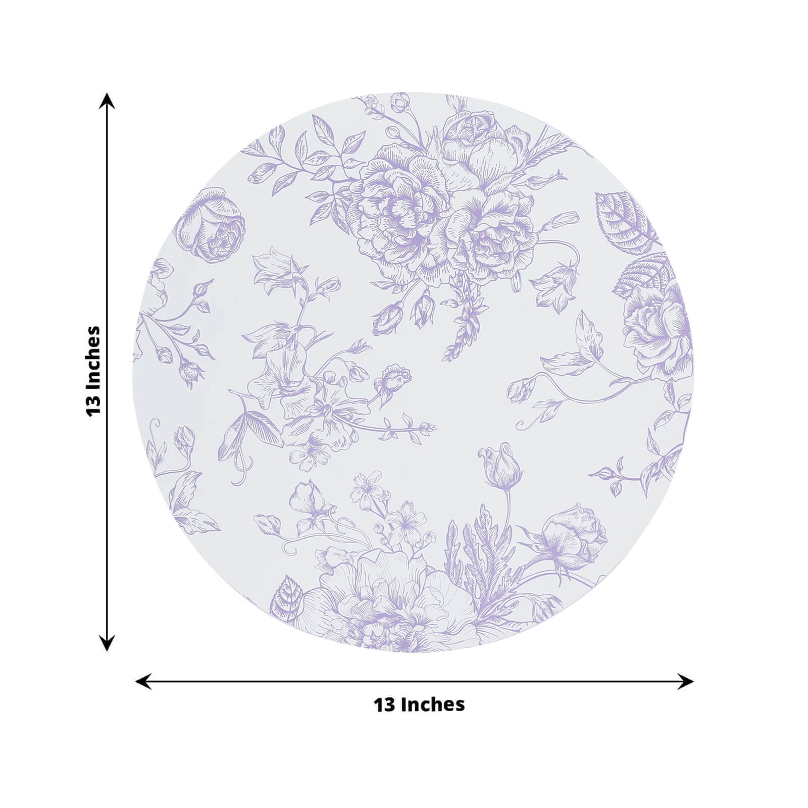10-Pack Disposable Table Placemats in French Toile Print 13" in White/Matte Lavender - Chic Floral Cardboard Placemats for Stylish Table Setting