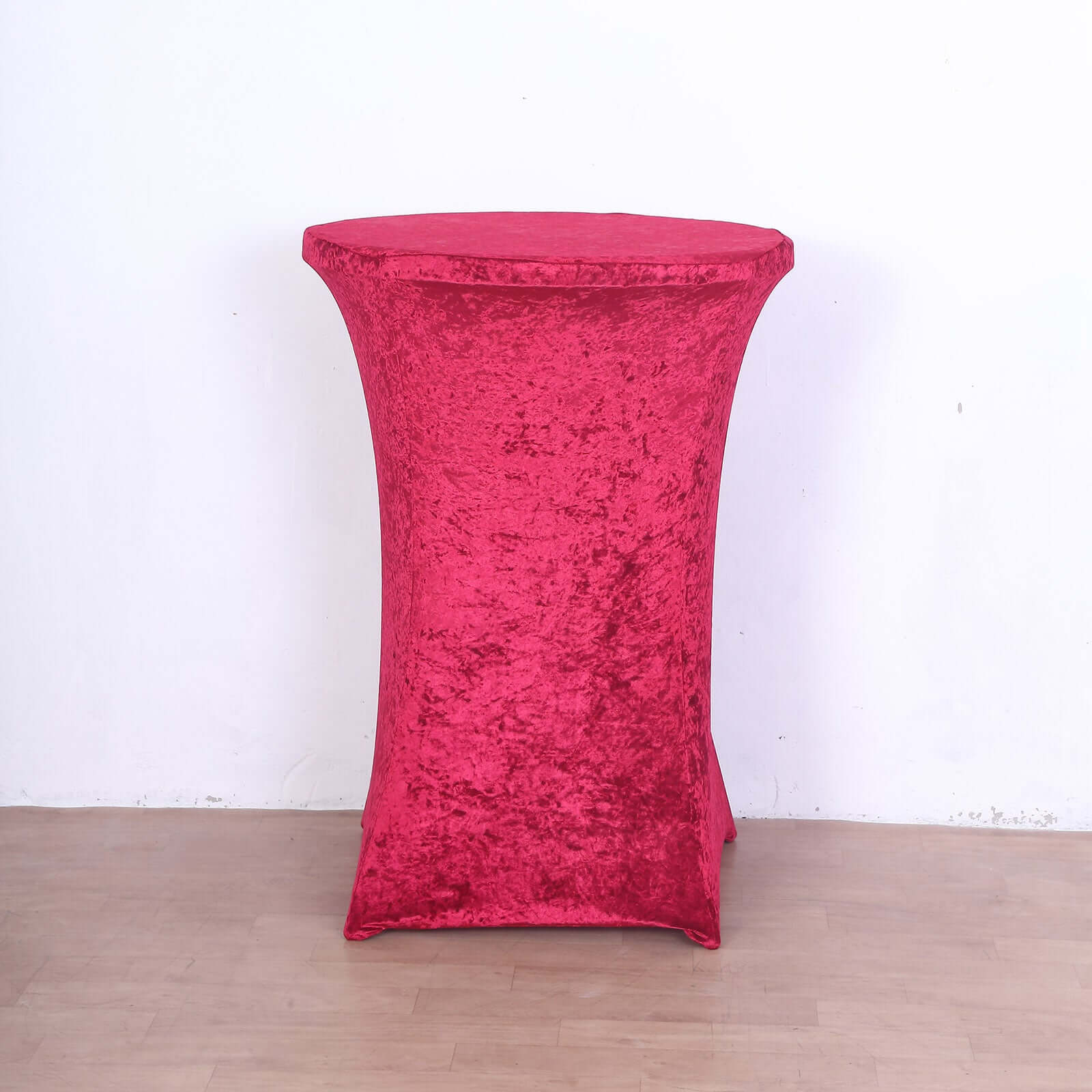 Crushed Velvet Spandex 30" Round Cocktail Table Cover Red Smooth Highboy Tablecloth