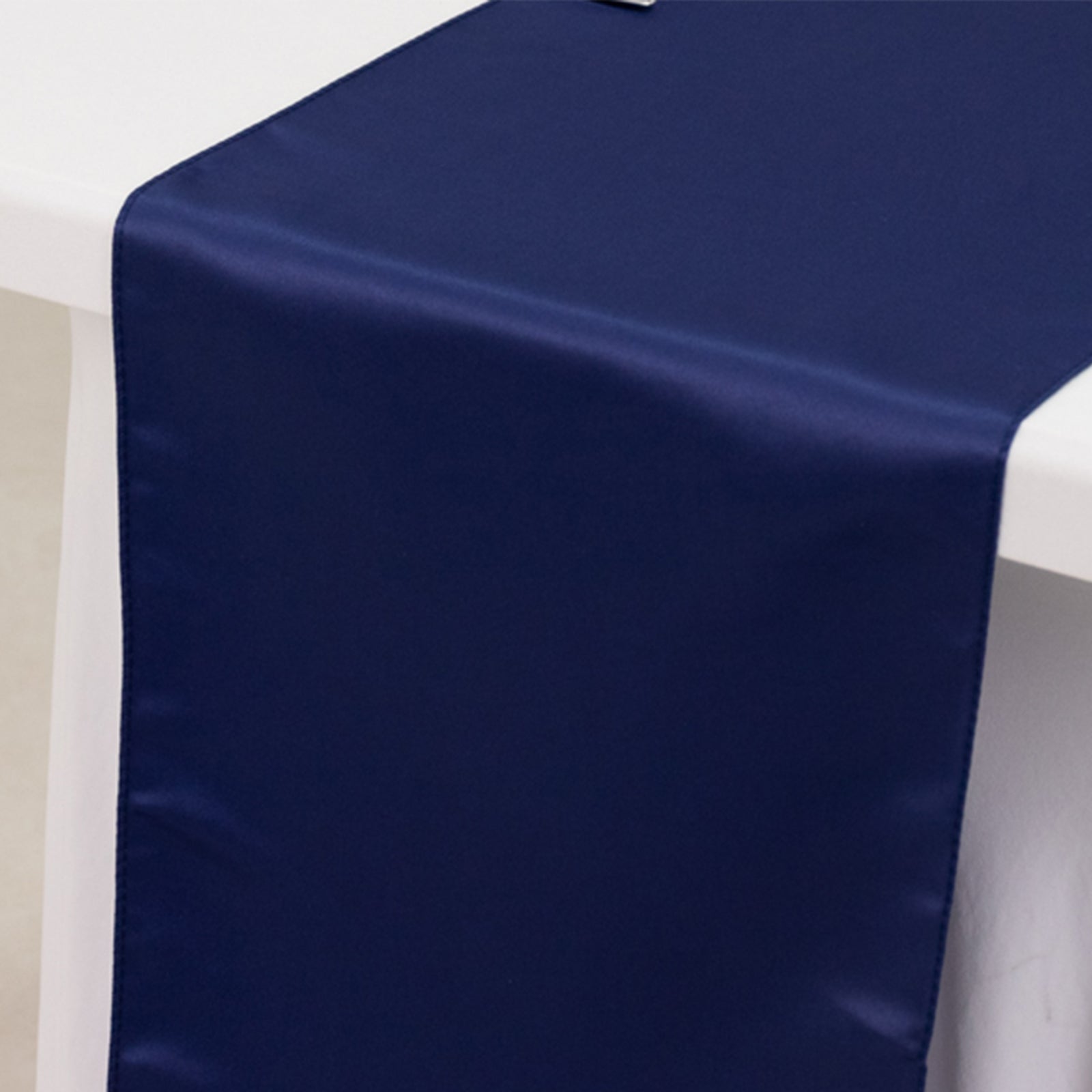 Lamour Satin 12"x108" Table Runner Navy Blue - Smooth & Lustrous Finish
