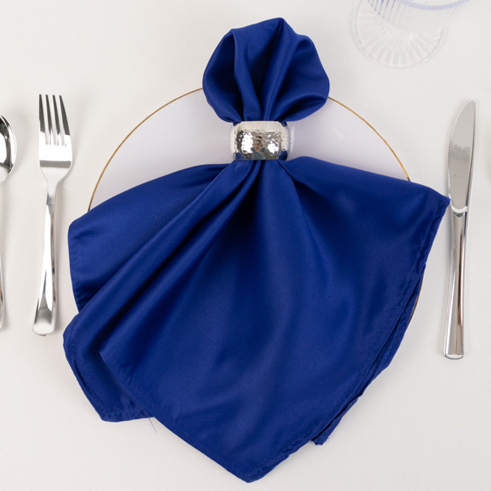 5 Pack Lamour Satin 20"x20" Napkins Royal Blue - Soft Matte Finish Dinner Napkins