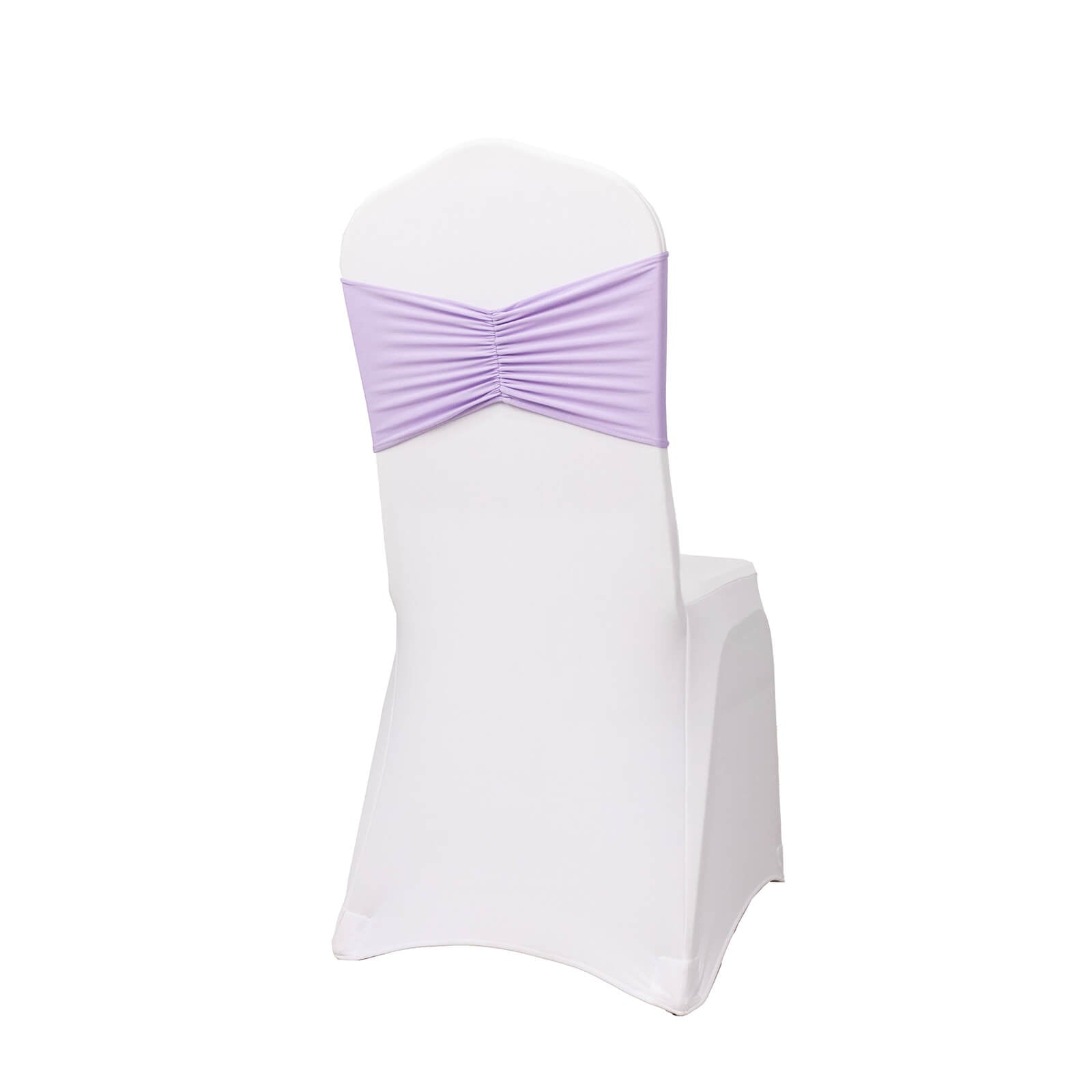 5 Pack Spandex Chair Sashes Lavender Lilac Ruffled Style - Wide Easy to Use Stretch Chair Bands 8"x13"