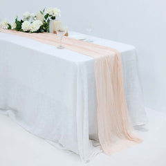 Gauze Cheesecloth 10ft Table Runner Blush - Rustic Boho Style