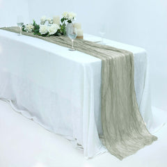 Gauze Cheesecloth 10ft Table Runner Dusty Sage Green - Rustic Boho Style