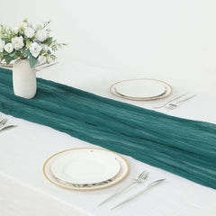 Gauze Cheesecloth 10ft Table Runner Peacock Teal - Rustic Boho Style