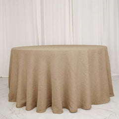 Faux Burlap Jute 108" Round Tablecloth Natural - Rustic Event Table Linen