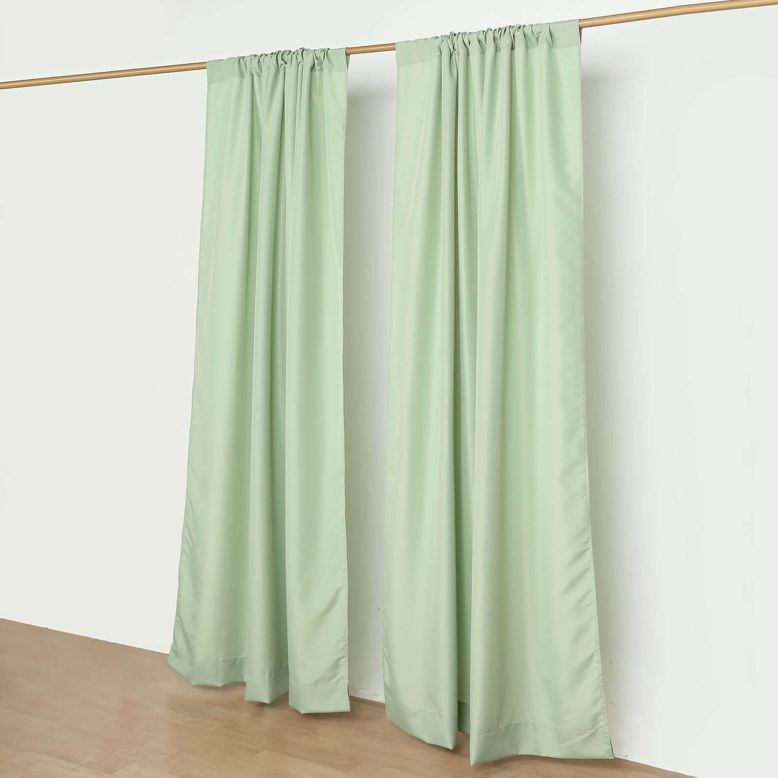 2 Pack Sage Green Polyester Event Curtain Drapes, 10ftx8ft Backdrop Event Panels With Rod Pockets 130 GSM