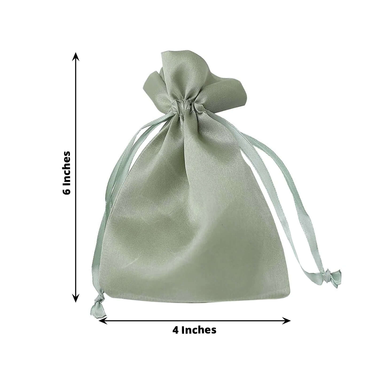 12 Pack 4"x6" Sage Green Satin Drawstring Wedding Party Favor Gift Bags