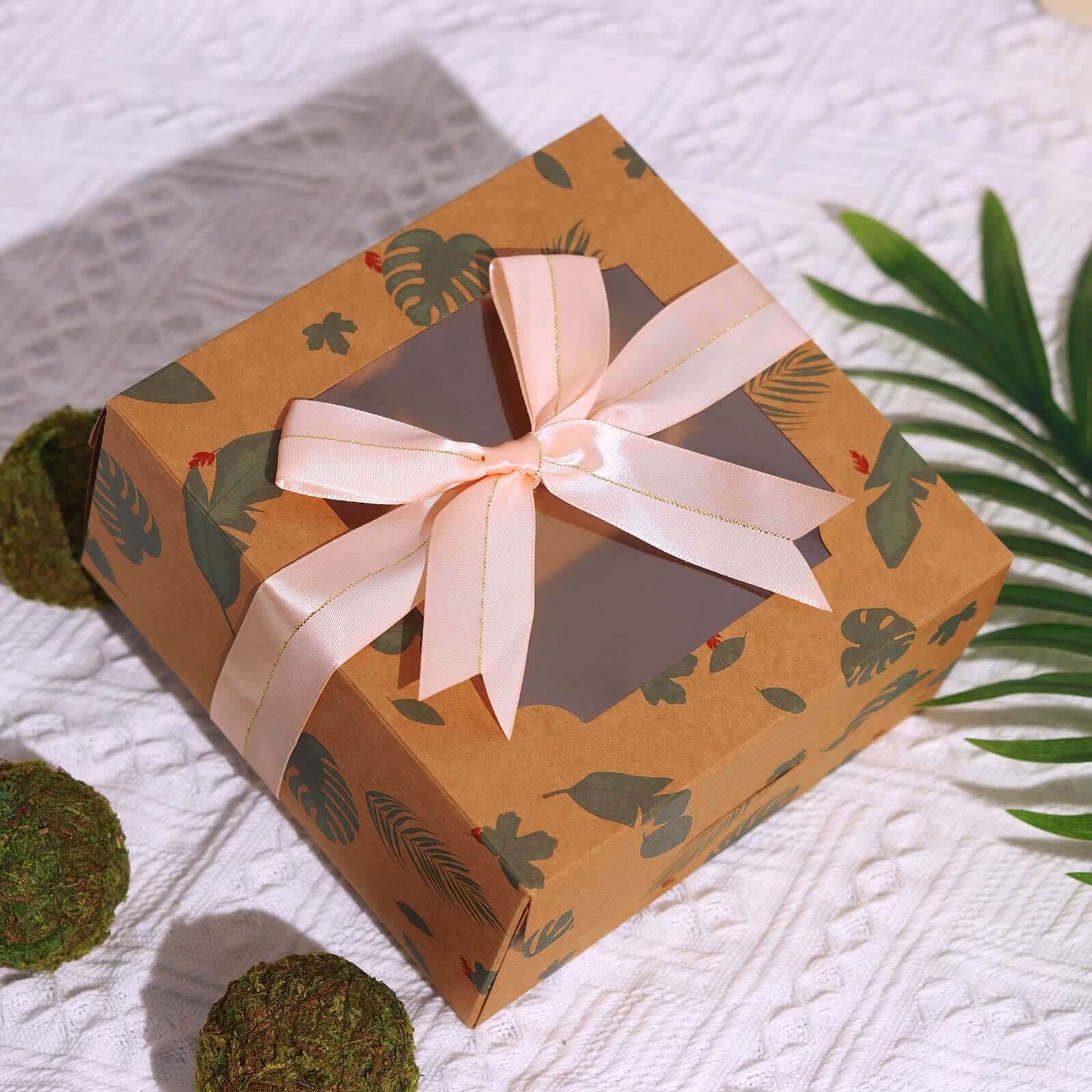 50 PCs 10" Blush Pre Tied Ribbon Bows, Satin Ribbon With Gold Foil Lining For Gift Basket and Party Favors Decor