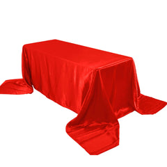 Satin Rectangular 90"x156" Tablecloth Red - Seamless Table Cover