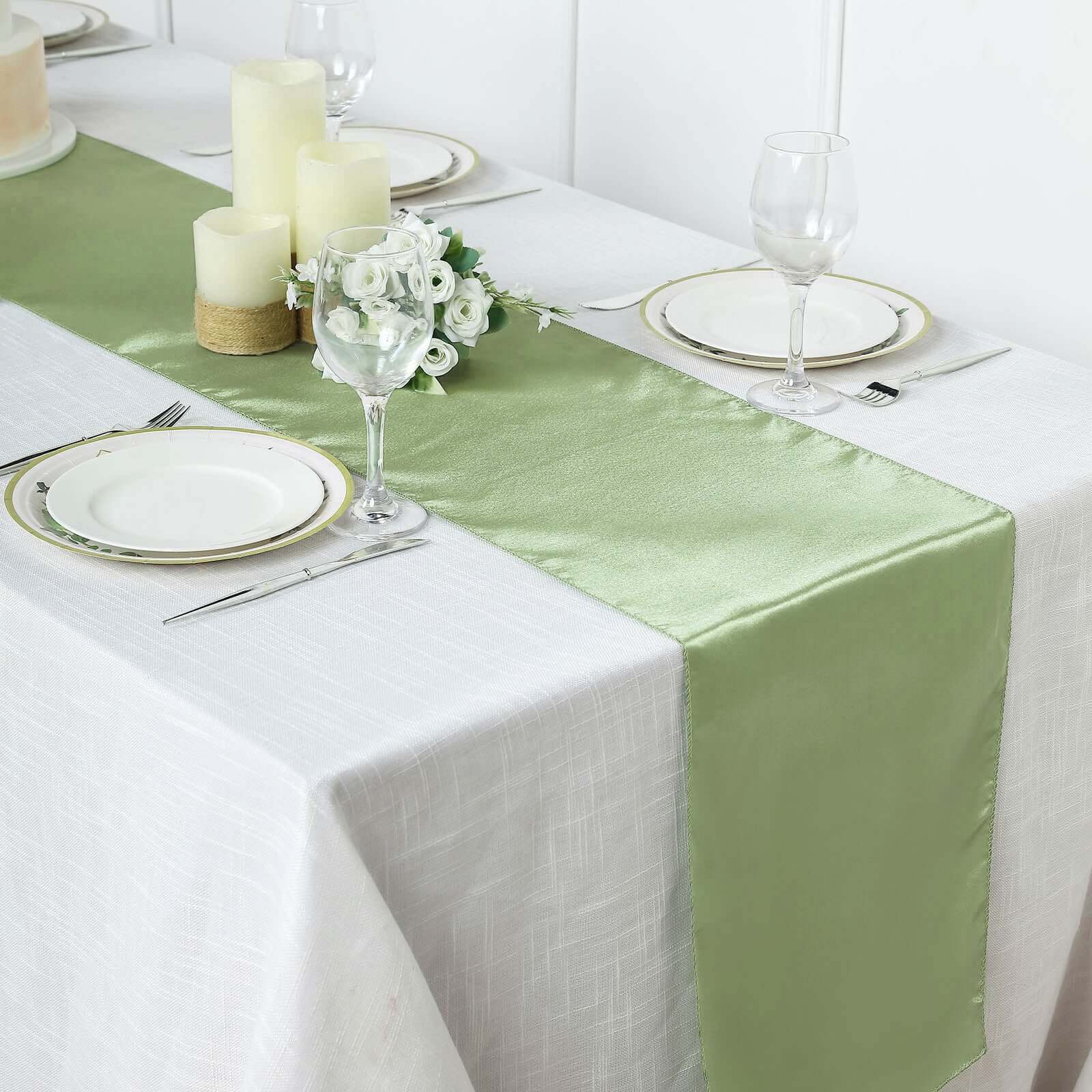 Satin 12"x108" Table Runner Sage Green - Stylish Table Linen