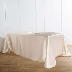 Satin Rectangular 90"x156" Tablecloth Beige - Seamless Table Cover