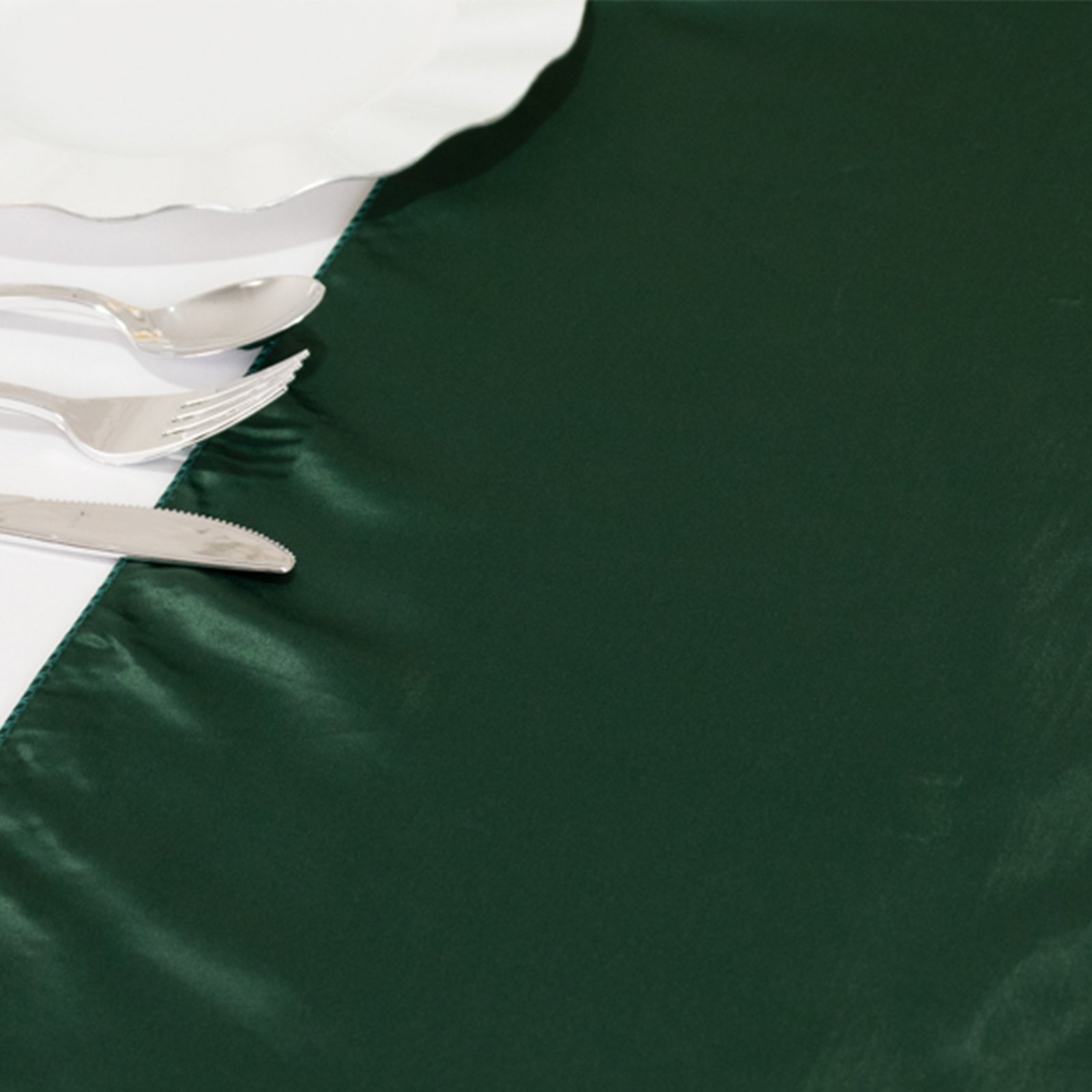 Lamour Satin 12"x108" Table Runner Hunter Emerald Green - Smooth & Lustrous Finish