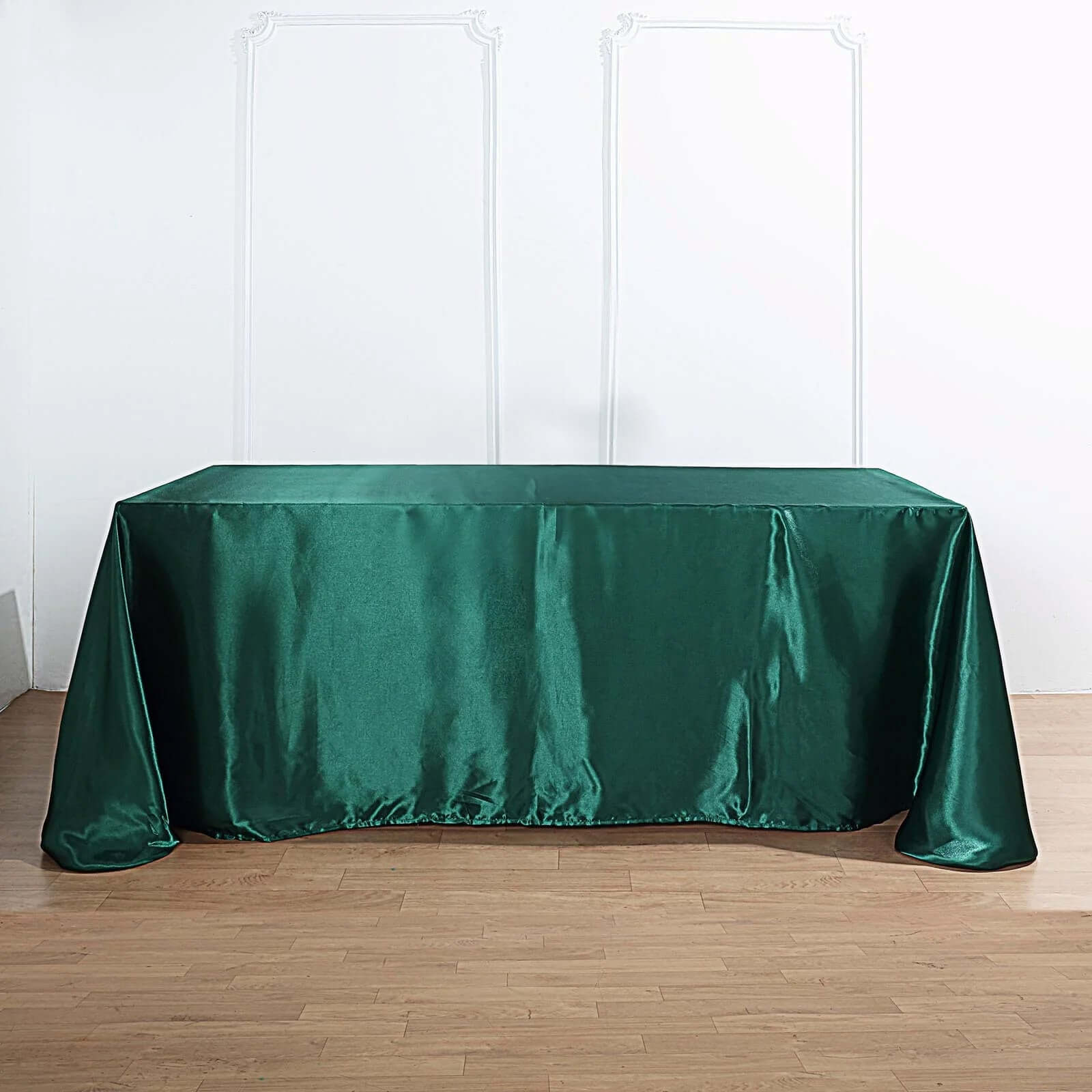 Satin Rectangular 90"x156" Tablecloth Hunter Emerald Green - Seamless Table Cover