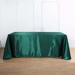 Satin Rectangular 90"x156" Tablecloth Hunter Emerald Green - Seamless Table Cover