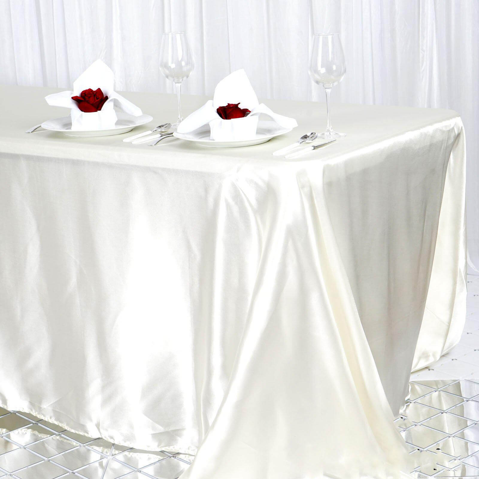 Satin Rectangular 90"x156" Tablecloth Ivory - Seamless Table Cover