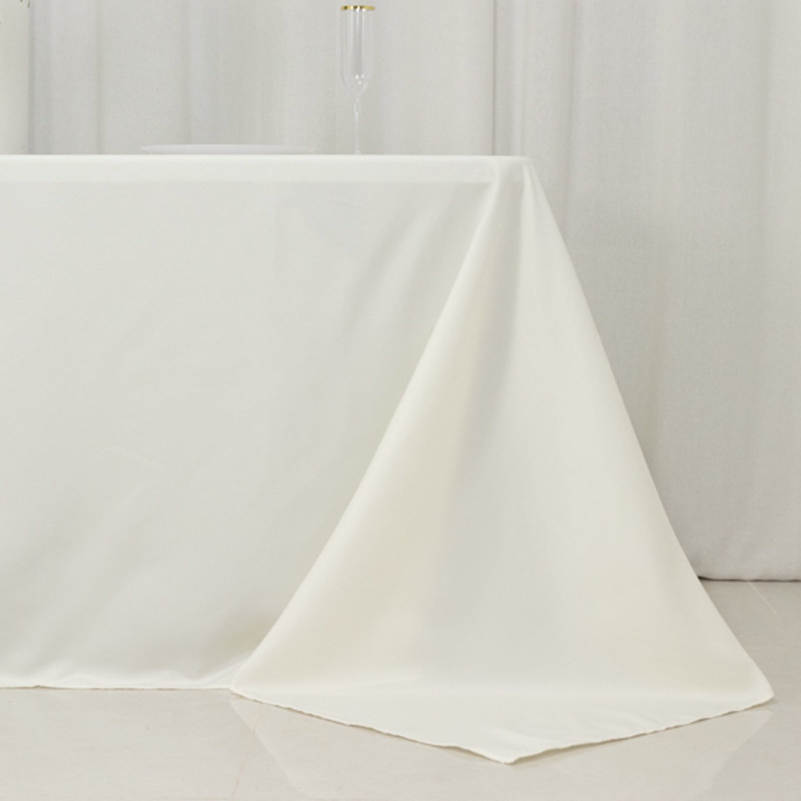 Fire Retardant Premium Polyester 90"x132" Rectangular Tablecloth Ivory - High-Performance Seamless Table Cover