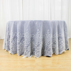 Lace 120" Round Tablecloth Ivory - Seamless Premium Design for Upscale Celebrations
