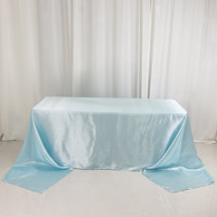 Satin Rectangular 90"x156" Tablecloth Light Blue - Seamless Table Cover