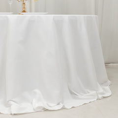 Cotton Blend 132" Round Tablecloth White - Seamless Wrinkle-Resistant Design for Formal Events