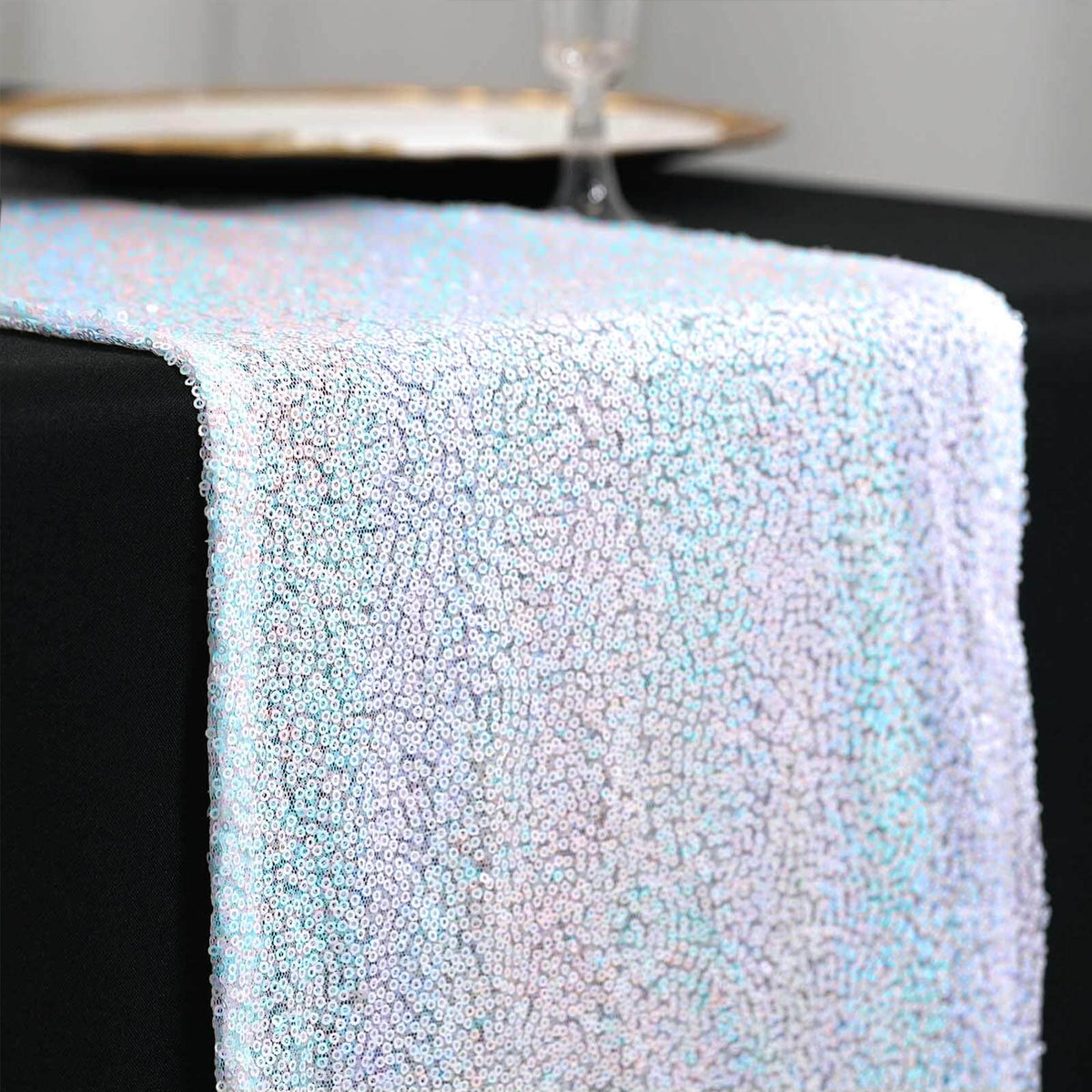 Sequin 12"x108" Table Runner Iridescent Blue - Glittering Design