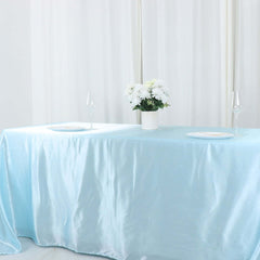 Satin Rectangular 90"x132" Tablecloth Light Blue - Seamless Table Cover