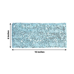 5 Pack Sequin Spandex Chair Sashes Light Blue - Stretch Chair Bands 6"x15"