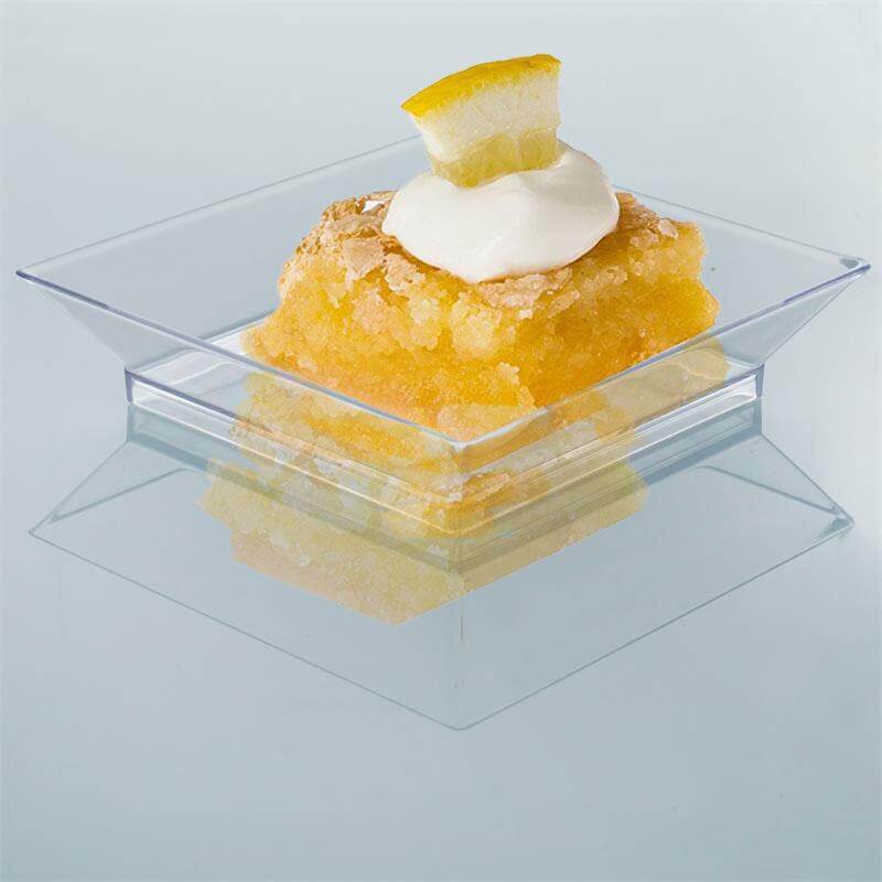 10-Pack Tapas Plates Sleek Square Design Clear - Plastic Disposable Plates for Parties 4"