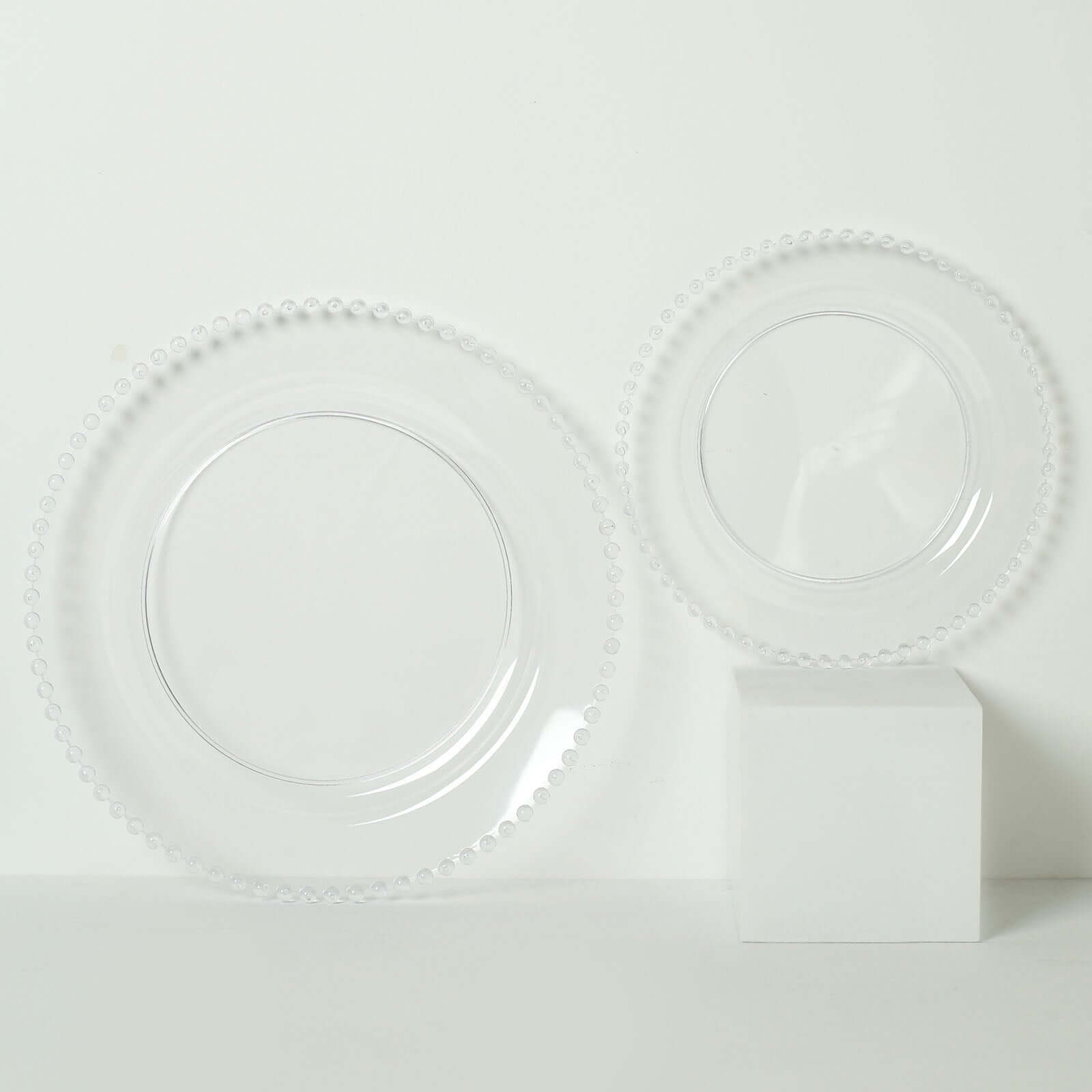 10-Pack Clear Plastic Dessert Plates – 8" Round with Beaded Rim, Disposable for Parties & Events