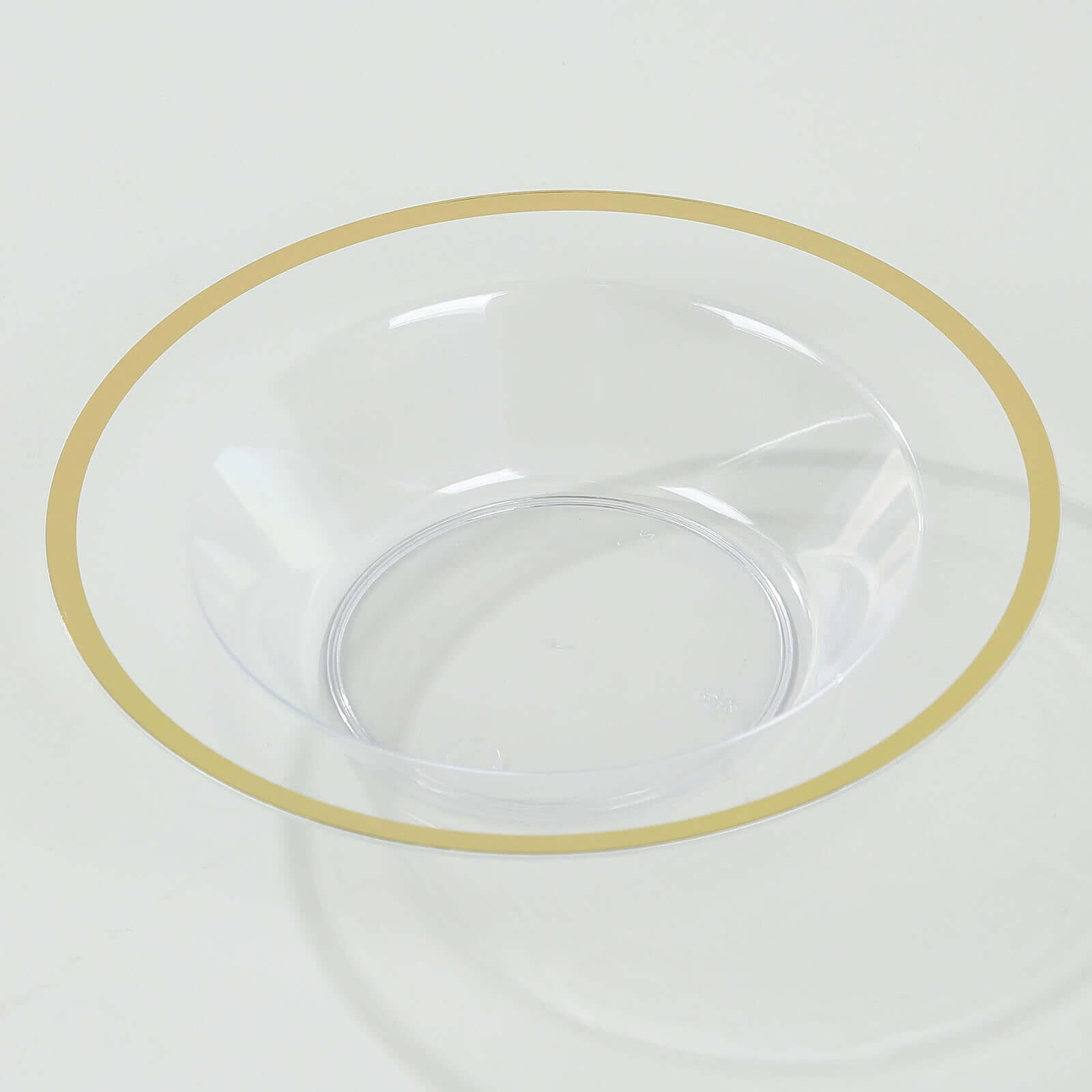 20-Pack Plastic Dessert Serving Bowls Clear Round Design with Gold Rim - Disposable Salad Soup Bowls 12oz
