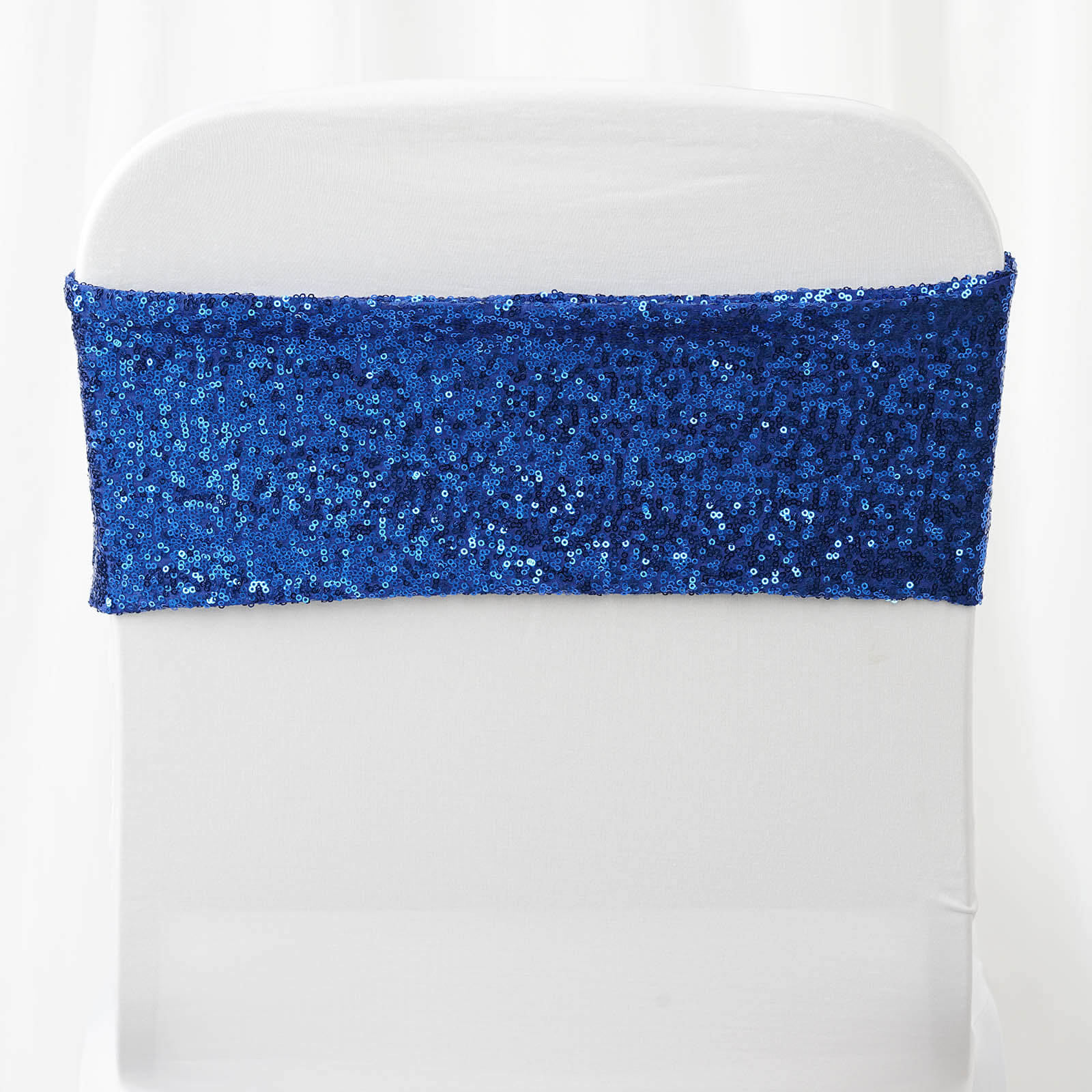 5 Pack Sequin Spandex Chair Sashes Royal Blue - Stretch Chair Bands 6"x15"