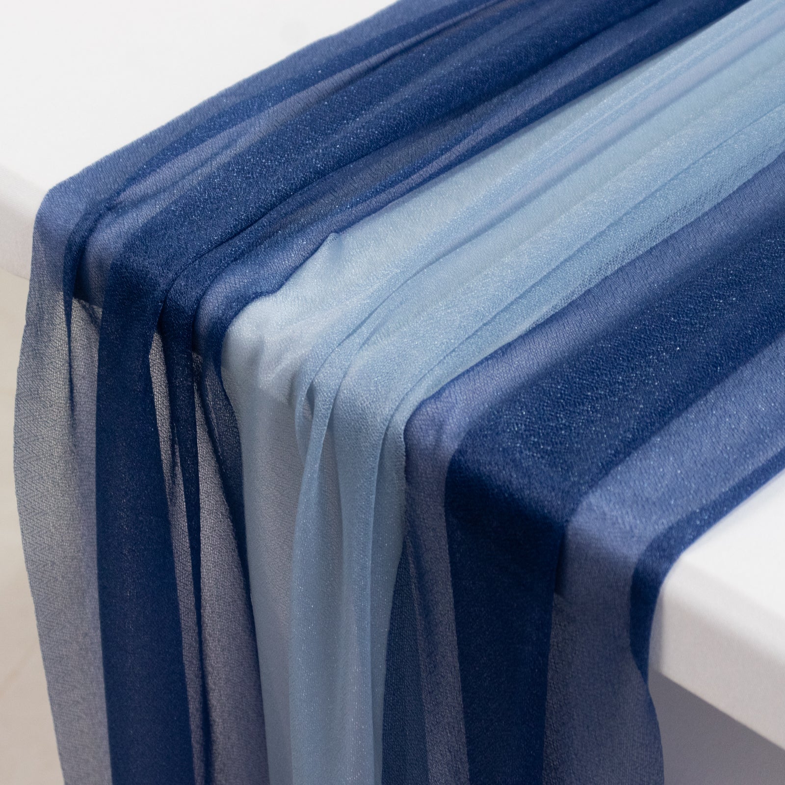 20-Pack 9ft Sheer Table Runners – Navy Blue/Dusty Blue Shimmer Sheer Drapes, Wrinkle-Free