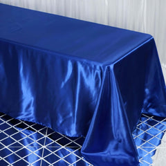 Satin Rectangular 90"x132" Tablecloth Royal Blue - Seamless Table Cover
