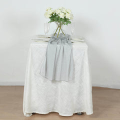 Glitter Gauze 27"x120" Table Runner Silver - Sparkling Reusable Sheer Table Linen