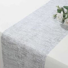 Mesh 11"x108" Table Runner Metallic Silver - Glitter Design for Convenient Event Decoration