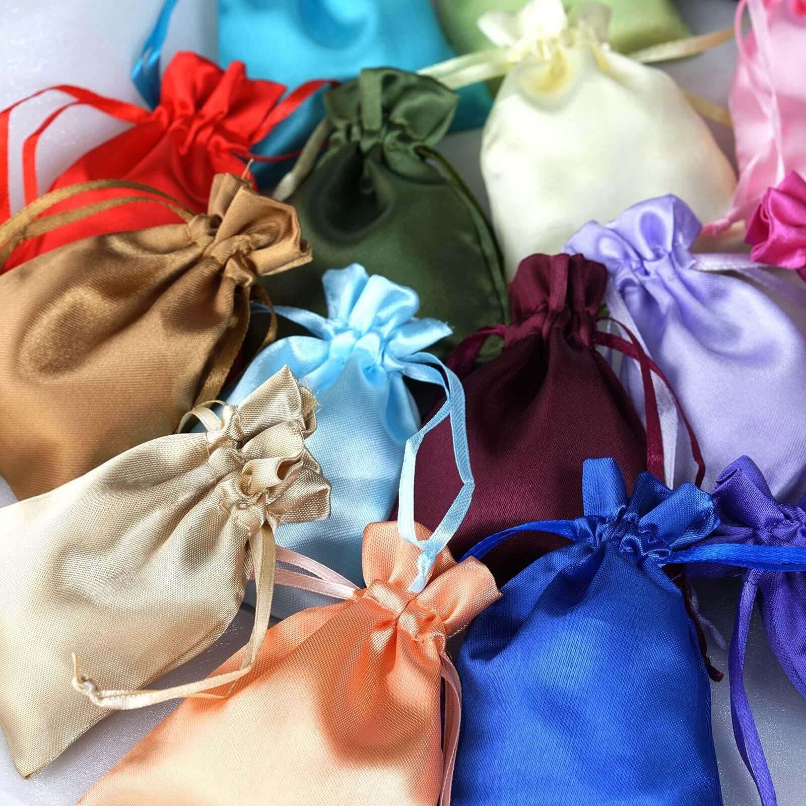 12 Pack 3"x4" Eggplant Satin Drawstring Wedding Party Favor Gift Bags