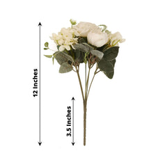 2 Pack Artificial Rose & Peony Floral Arrangements – 12" Ivory Silk Bouquets for Weddings & Home Décor