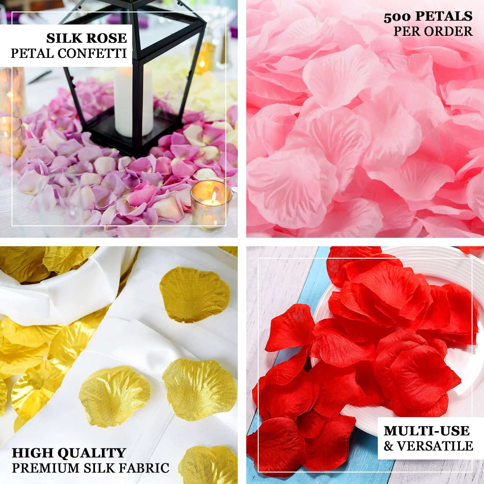 500-Pack Rose Petals Round Design White Pink Silk Confetti - Decorative Scatters for Tables and Floors