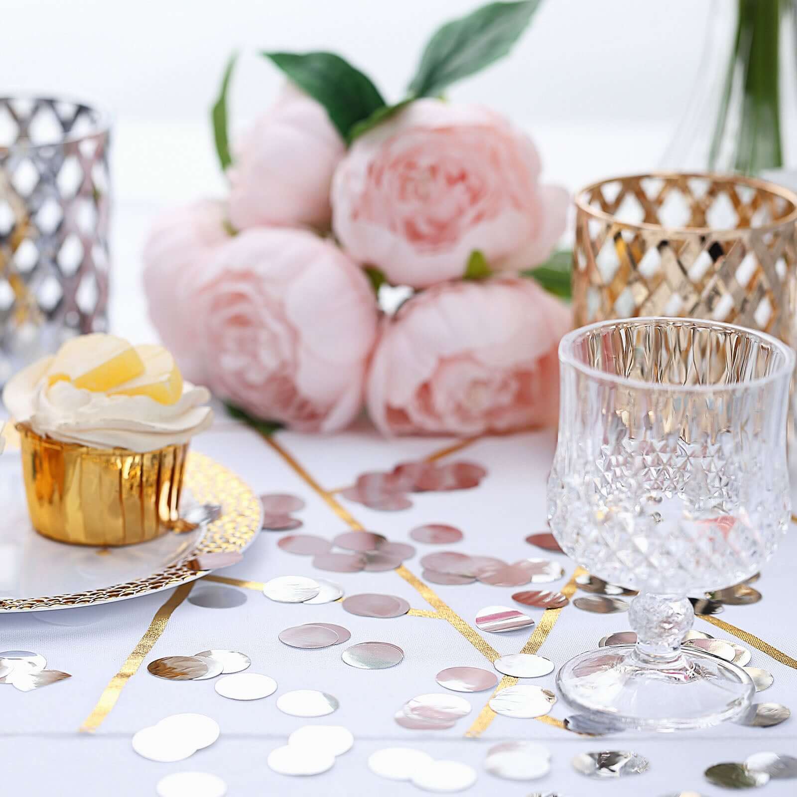 Metallic Round Party Confetti 18G Bag Silver Foil, Balloon Table Confetti Glitter Dots for Festive Weddings Baby Bridal Showers & Events