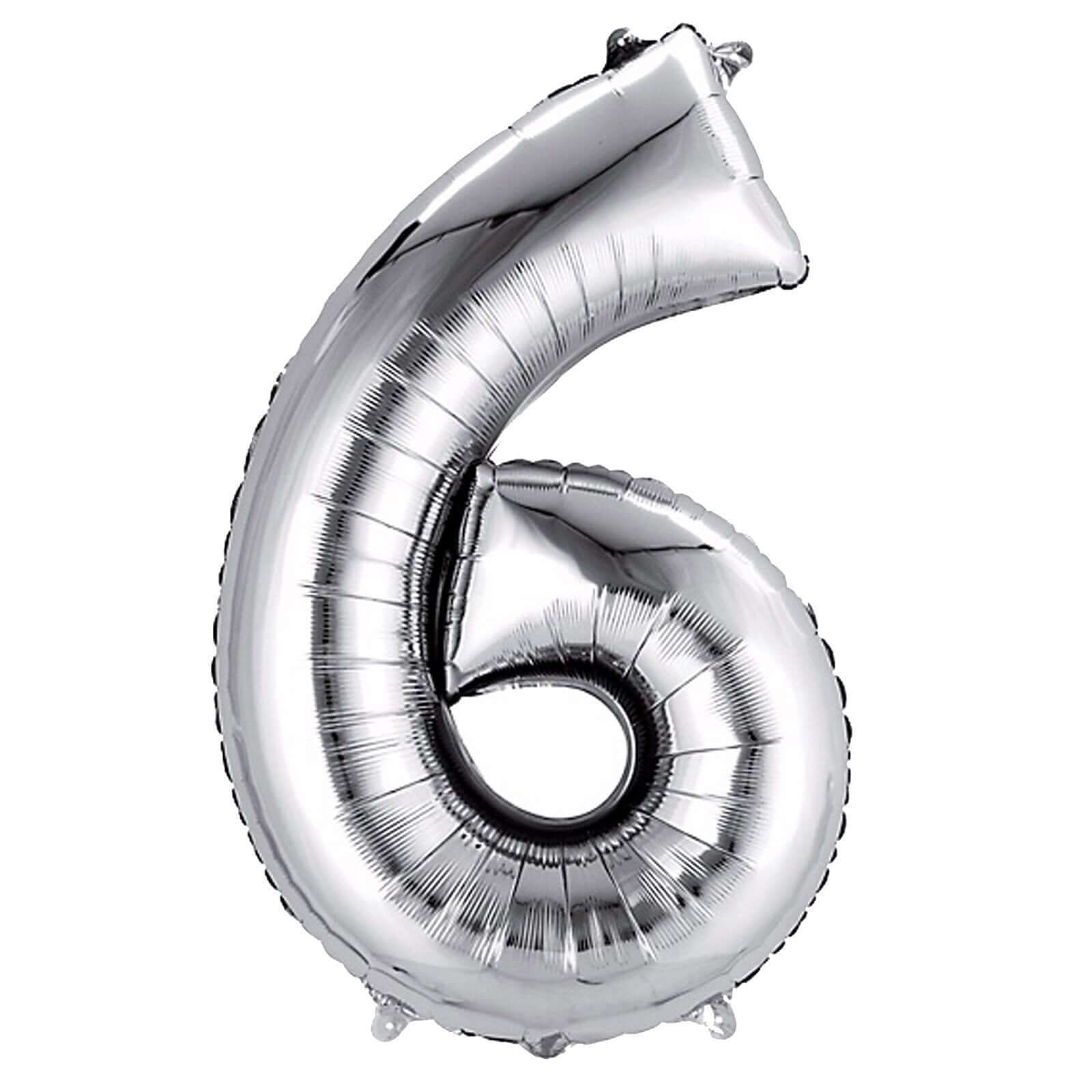 16" Shiny Metallic Silver Mylar Foil 0-9 Number Balloons