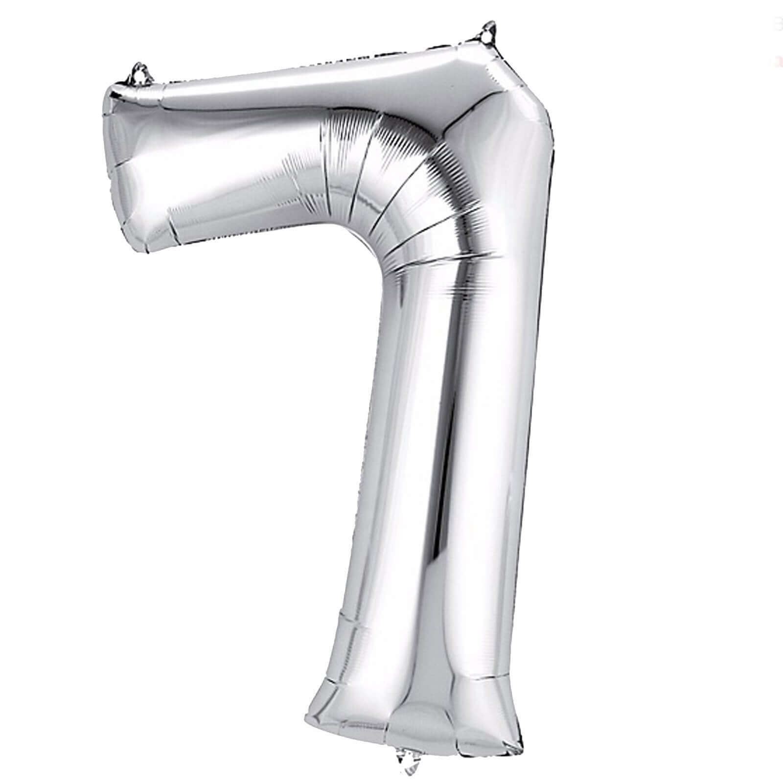 16" Shiny Metallic Silver Mylar Foil 0-9 Number Balloons