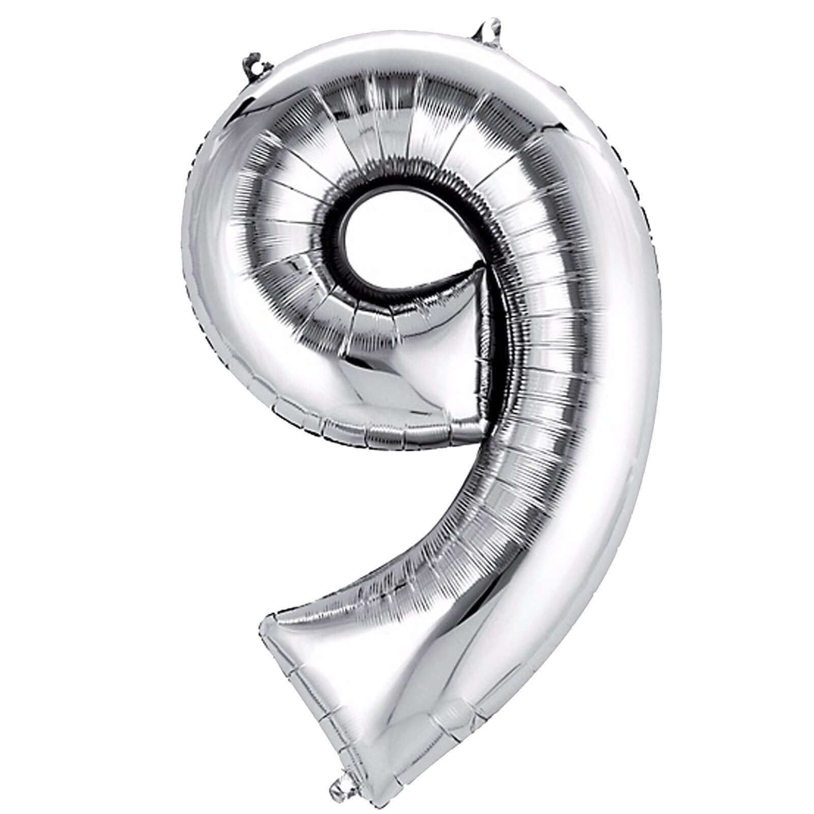 16" Shiny Metallic Silver Mylar Foil 0-9 Number Balloons