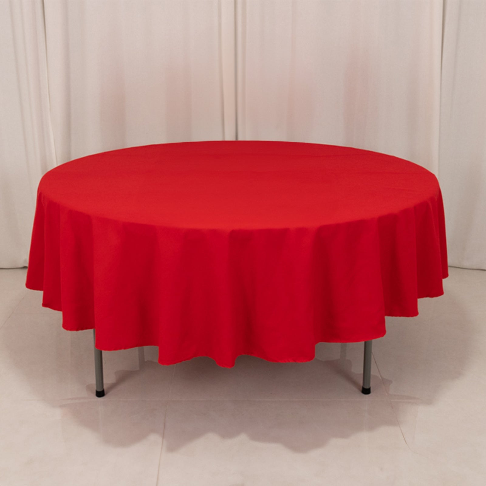 Cotton Blend 90" Round Tablecloth Red - Wrinkle-Resistant Table Cover
