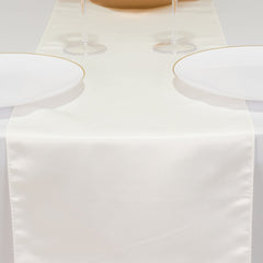 Lamour Satin 12"x108" Table Runner Ivory - Smooth & Lustrous Finish