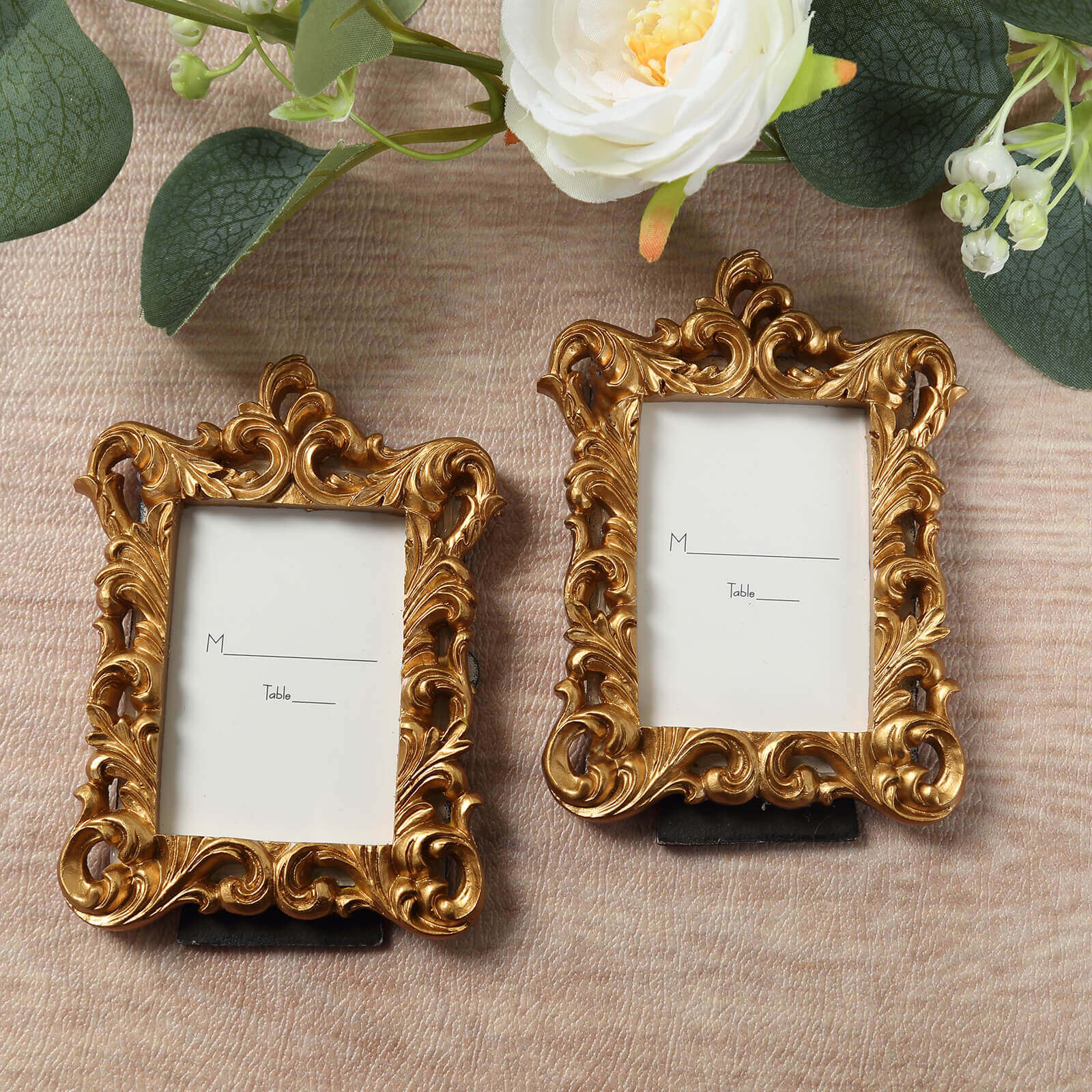 4-Pack Picture Frames Gold Resin Vintage Ornate Design Rectangle - Mini Photo Frame Wedding Place Card Holders & Party Favors 4"x3"