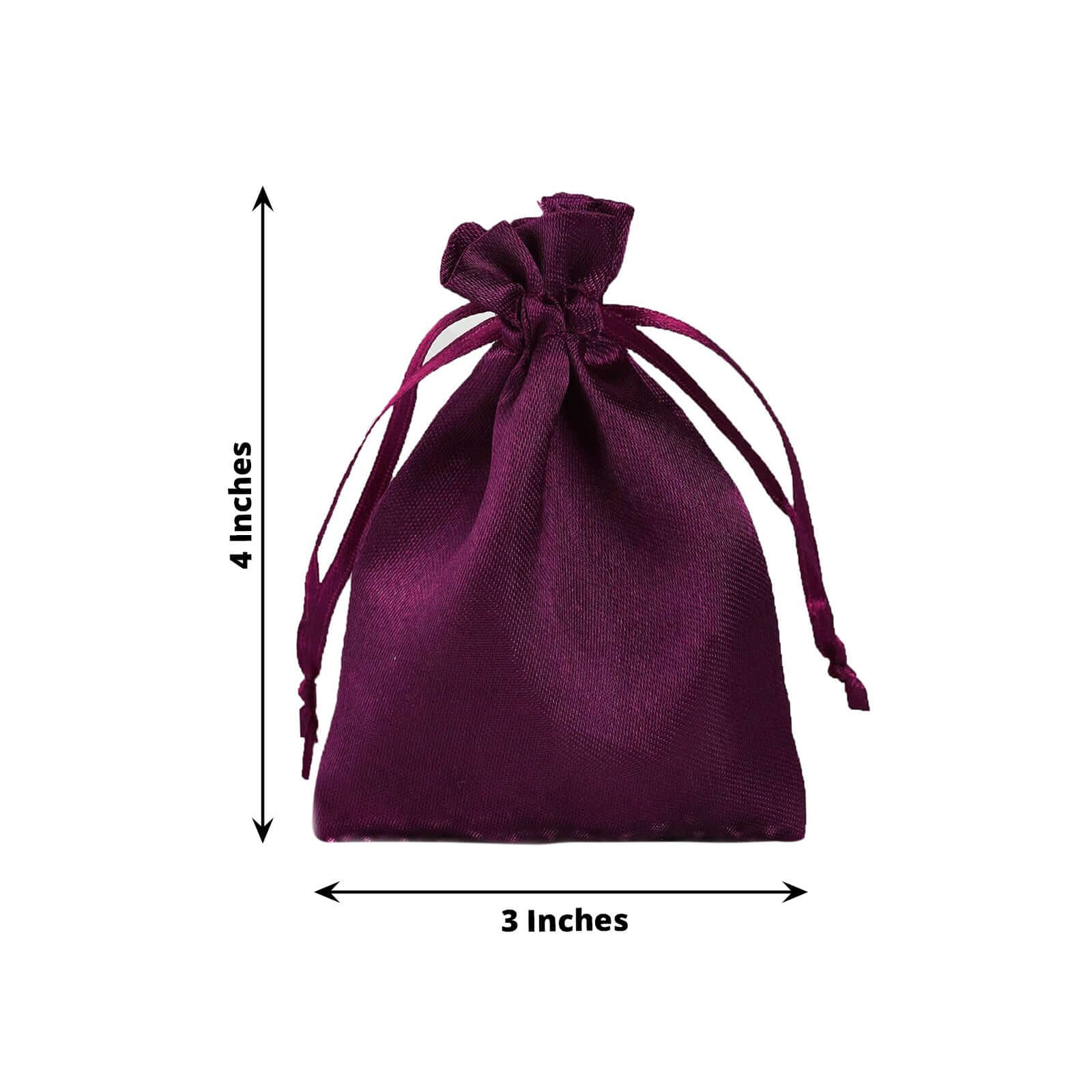 12 Pack 3"x4" Eggplant Satin Drawstring Wedding Party Favor Gift Bags