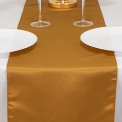 Lamour Satin 12"x108" Table Runner Gold - Smooth & Lustrous Wedding Decor